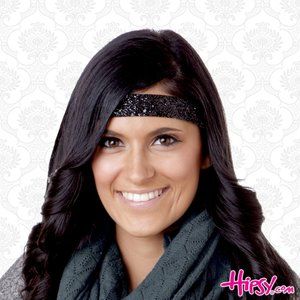 Hipsy Black Adjustable & No Slip Wide Bling Glitter Hair Headband
